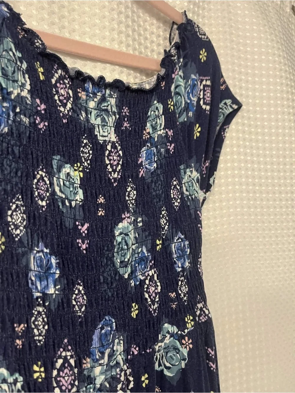 Justice Girls Navy Floral Smocked Midi Dress